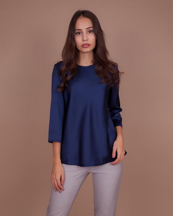 Blusa de seda - Azul Noche - Imagen 2