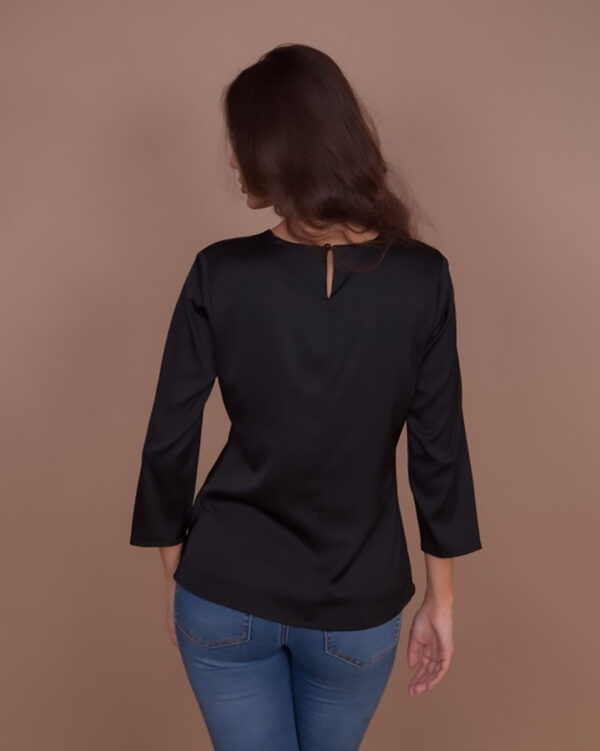 Blusa de seda - Negro - Imagen 3