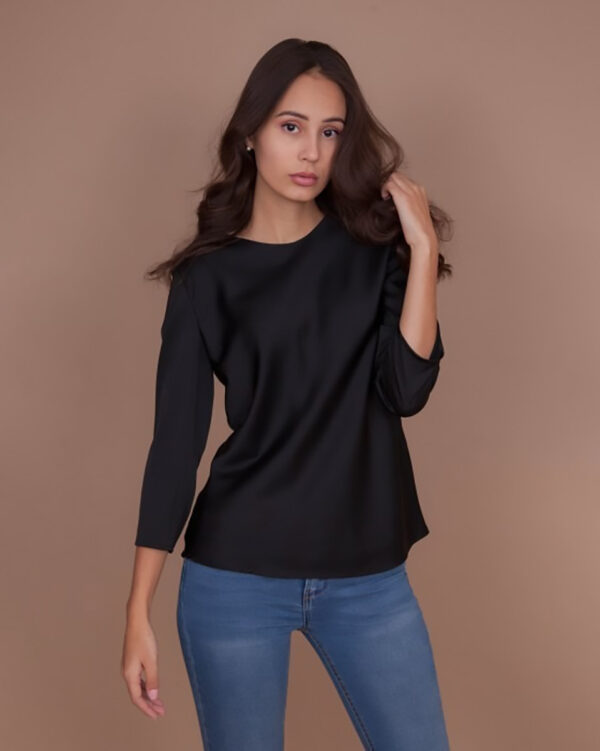 Blusa de seda - Negro - Imagen 2