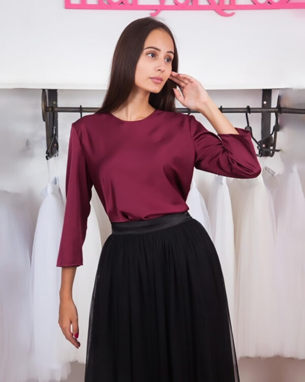 Blusa de seda - Rojo Vino