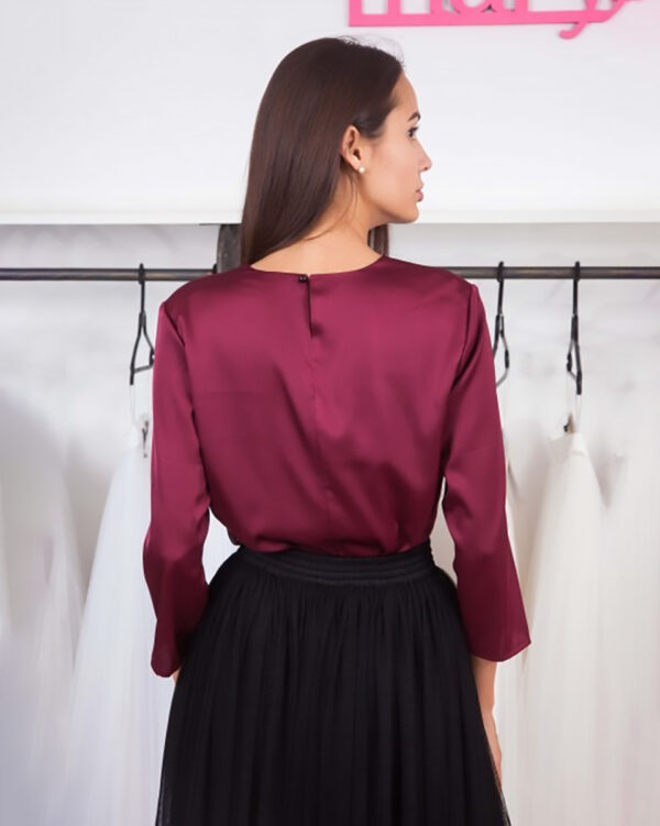 Blusa de seda - Rojo Vino - Imagen 3