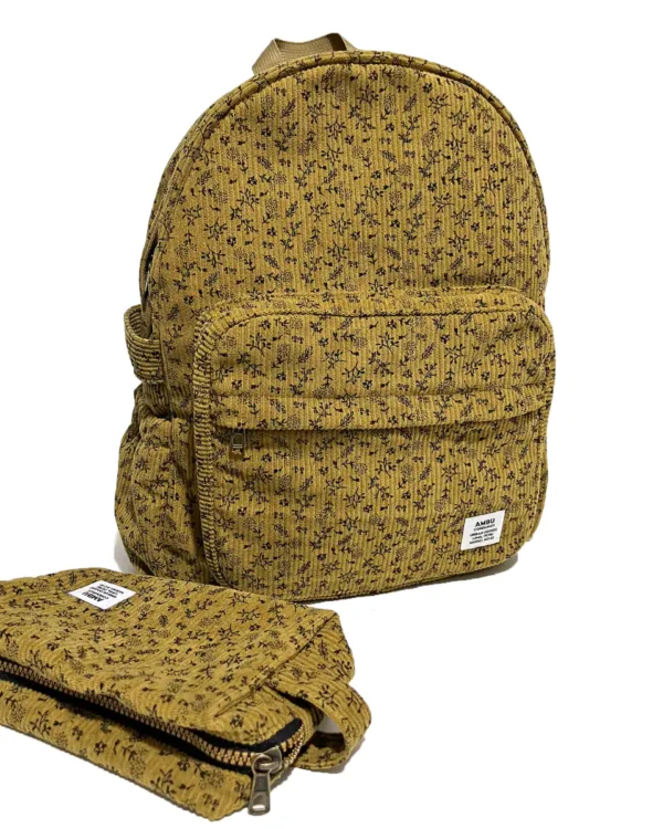 set corduroy floreado (mochila + cartuchera)